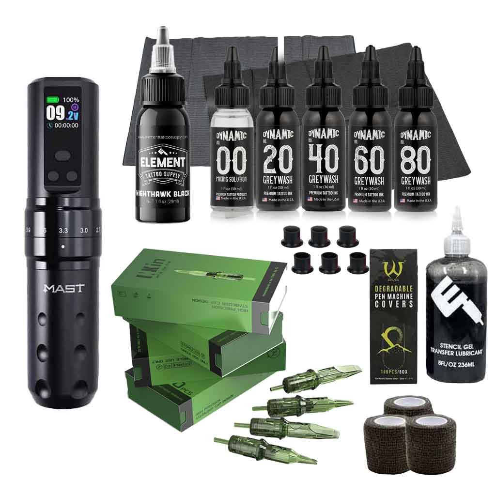 Tattoo Kit Black n Grey Set with Mast Fold 2 Pro