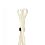 White piercing navel clamps  with a black handle on a white background