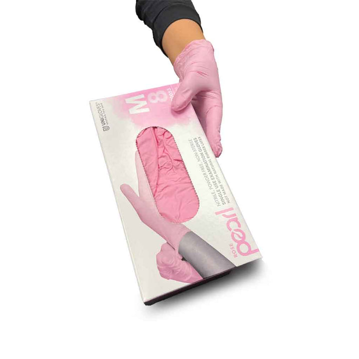 Rose Pearl Luxury Nitrile Exam Gloves 4mil Powder Free
