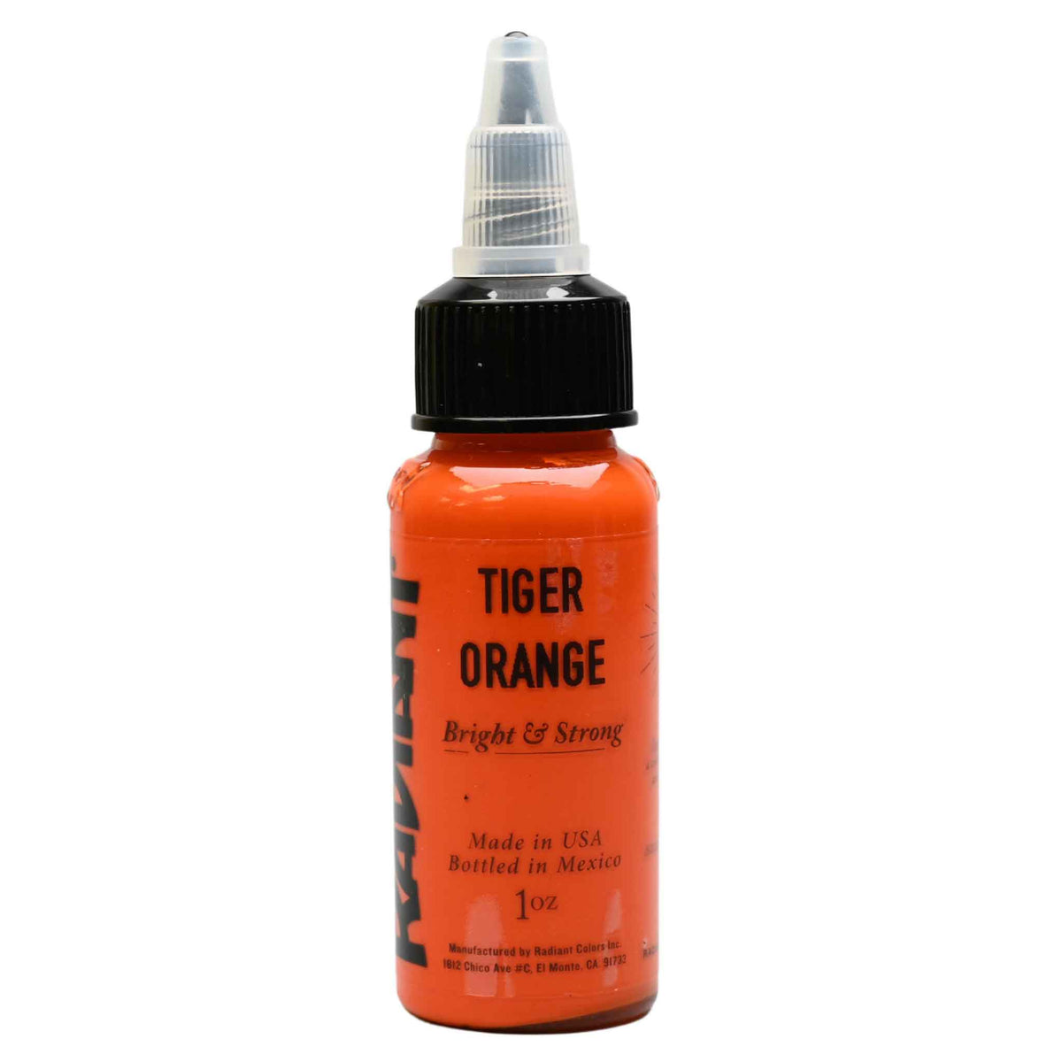 tiger orange front view of tattoo ink bottle