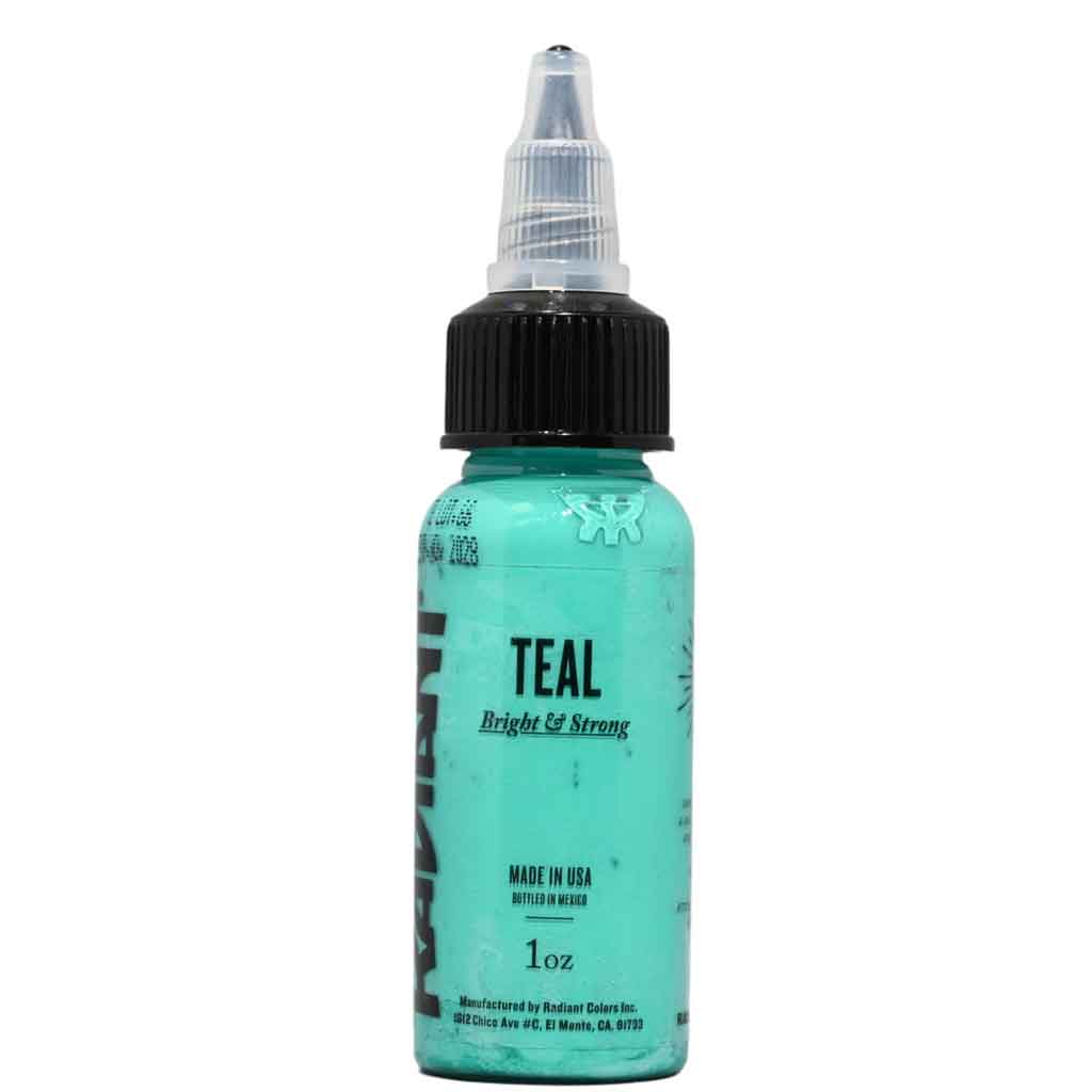 Bottle of Radiant Tattoo Ink the color teal