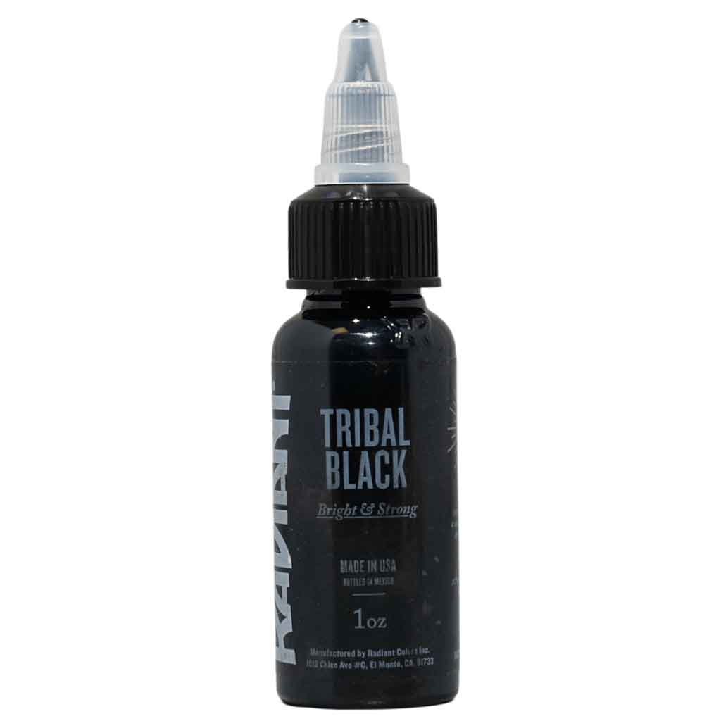 Bottle of Radiant Tattoo Ink the color tribal black