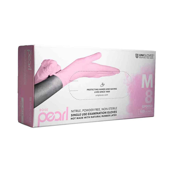 Rose Pearl Luxury Nitrile Exam Gloves 4mil Powder Free