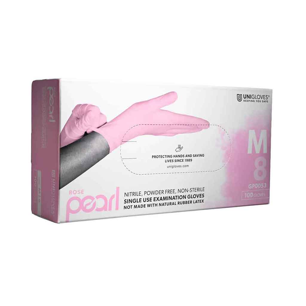 Rose Pearl Luxury Nitrile Exam Gloves 4mil Powder Free