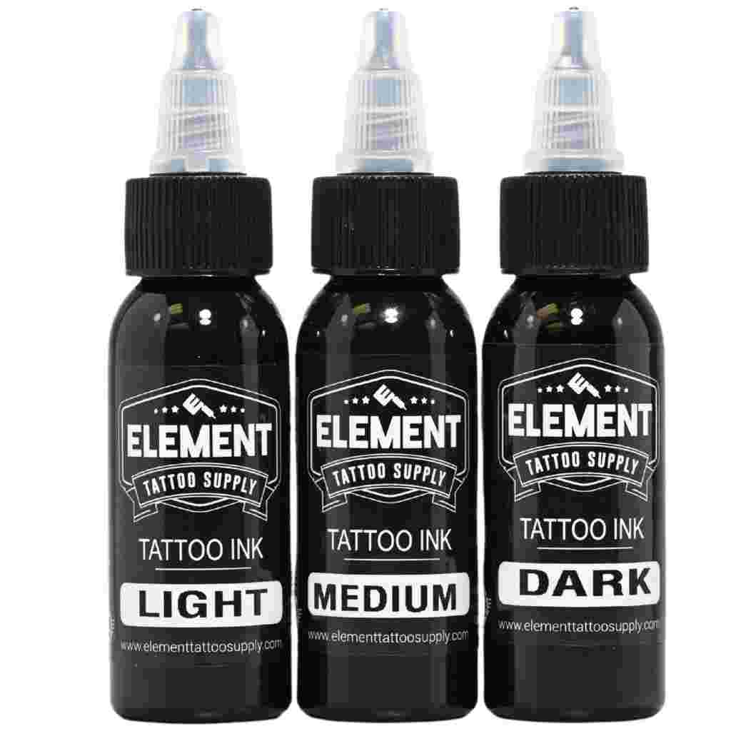 Grey Wash Tattoo Ink Set – 3 Shades by Element Ink