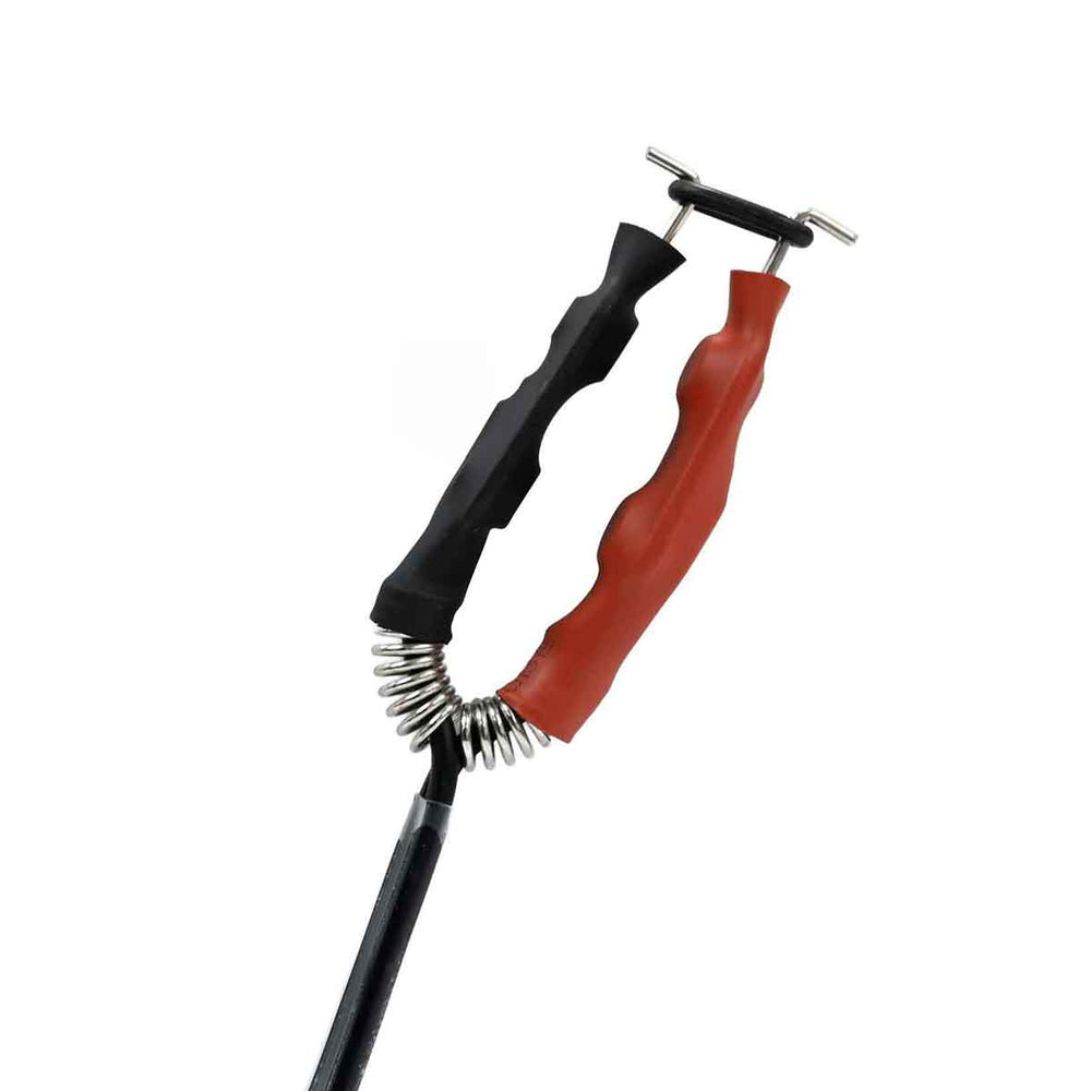 tattoo clip cord cable with black and red grips on a white background