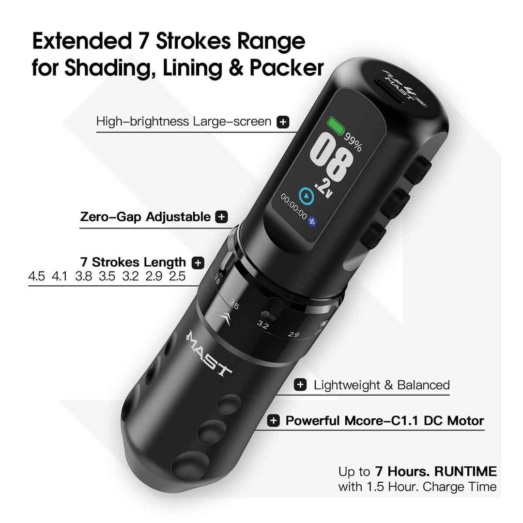 Mast Fold 2 Pro Wireless Pen Machine 2.4-4.2mm Stroke Length - Element Tattoo Supply