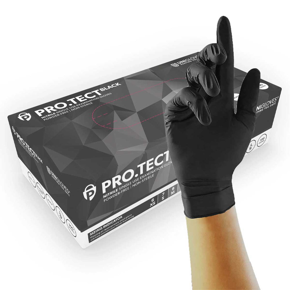 ProTect 5 mil Black Nitrile Exam Gloves Powder Free - Element Tattoo Supply