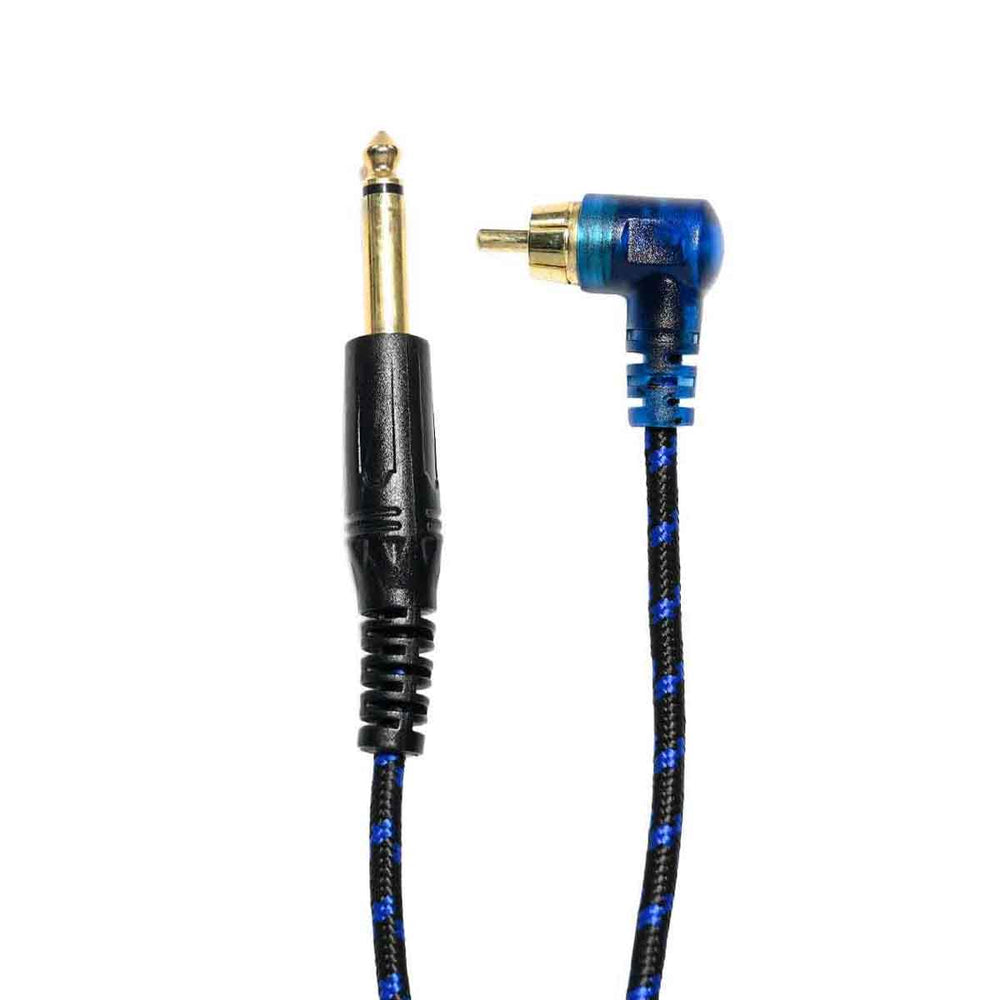 Premium RCA Angled Woven LED Snakeking Cable 6 ft. 3A Blue - Element Tattoo Supply