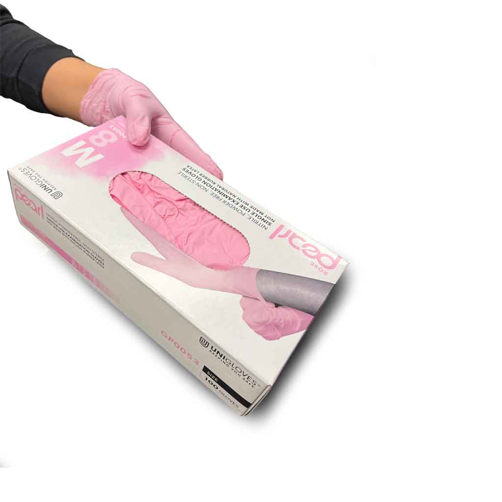 Rose Pearl Luxury Nitrile Exam Gloves 4mil Powder Free