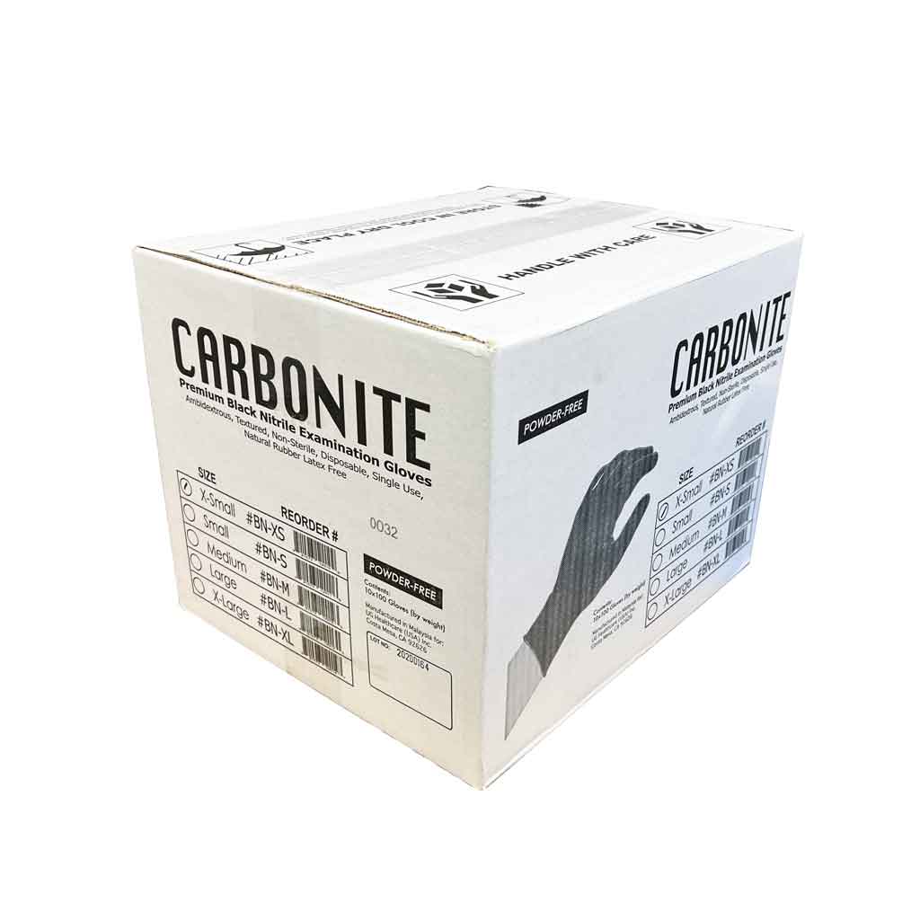 Carbonite Nitrile Gloves, 5 mil Black